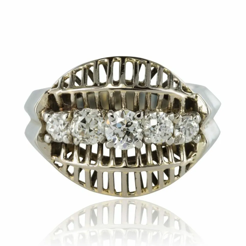 Bague diamants or blanc vintage