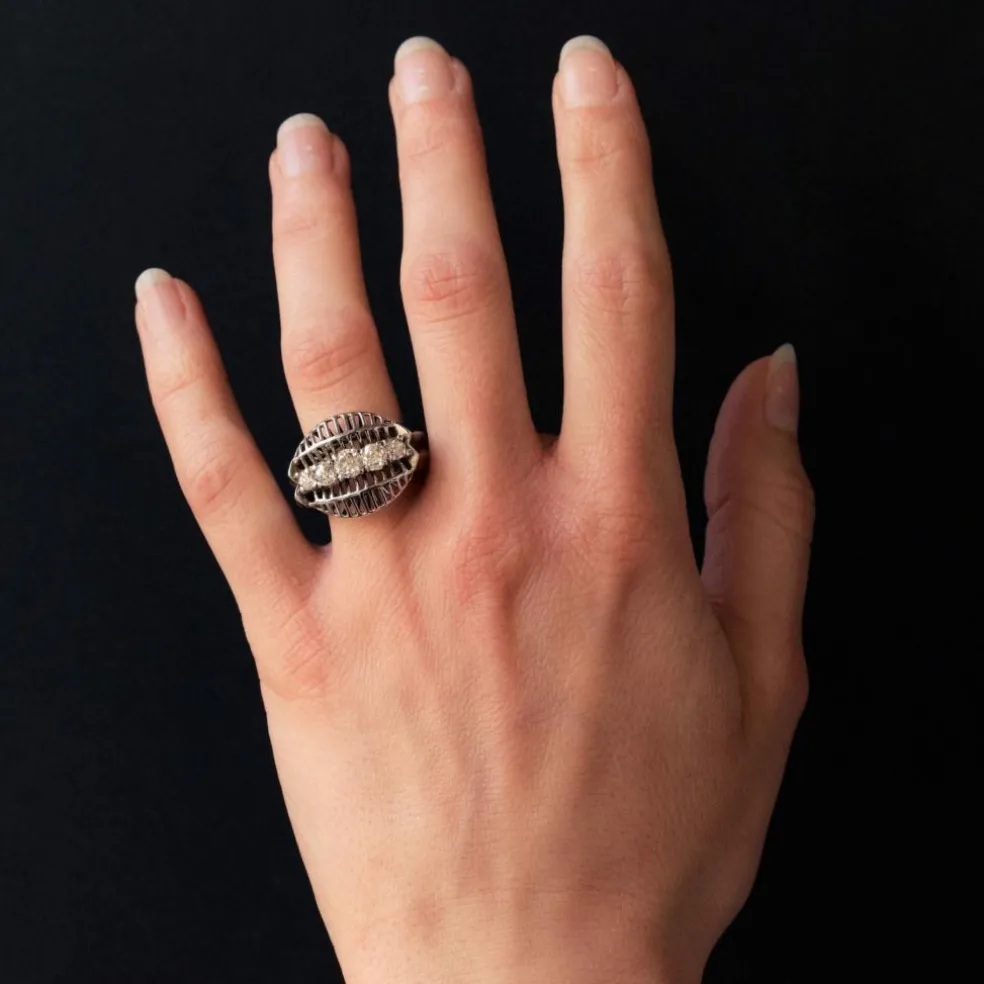 Bague diamants or blanc vintage