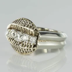 Bague diamants or blanc vintage