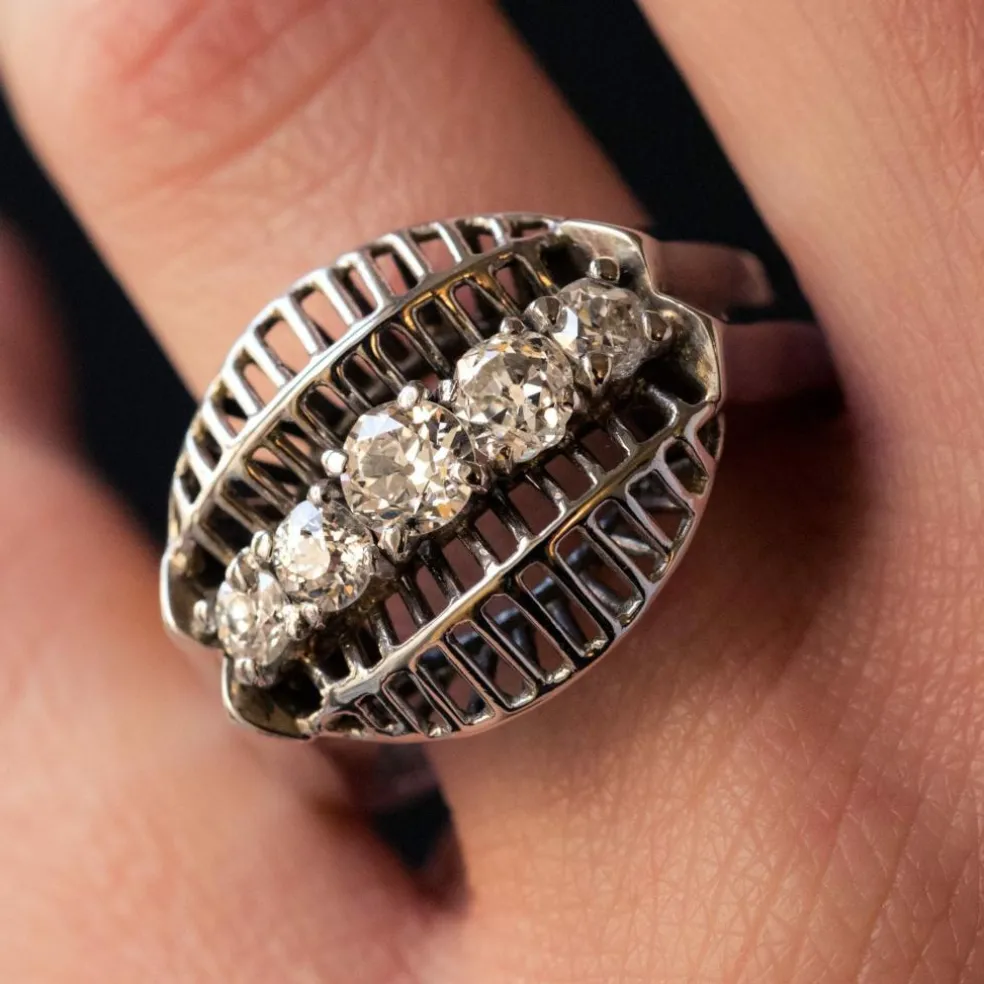 Bague diamants or blanc vintage
