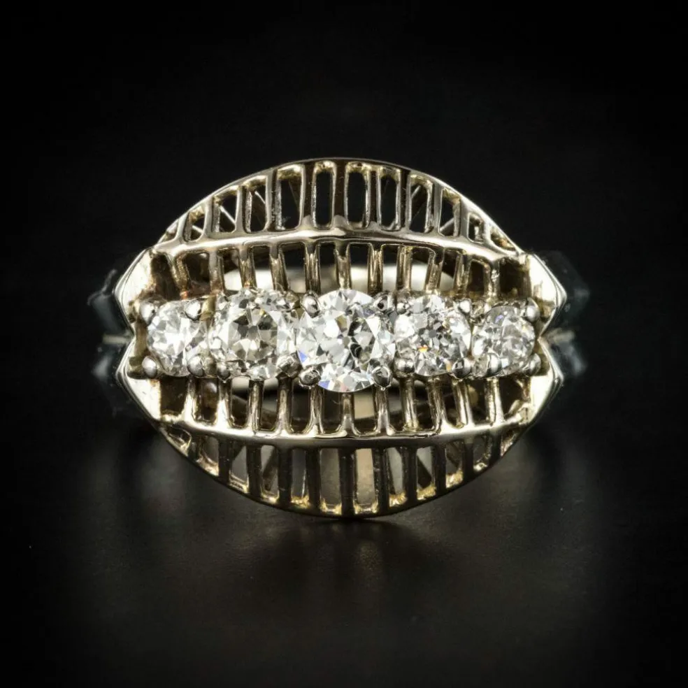 Bague diamants or blanc vintage