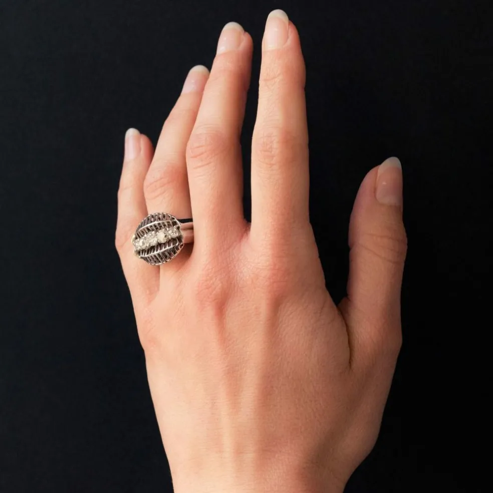 Bague diamants or blanc vintage