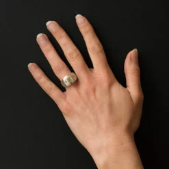 Bague Diamants, Or gris brossé