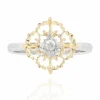 Bague diamants ors jaune et blanc arabesques petit modèle