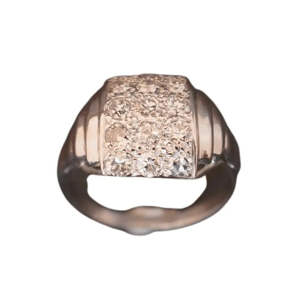 Bague Diamants, Platine Et Or Blanc