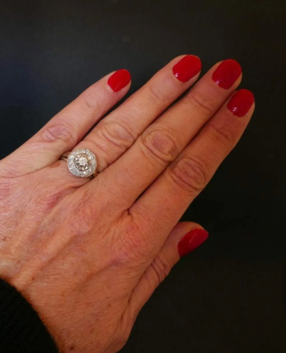 Bague Diamants, Platine et Or Blanc