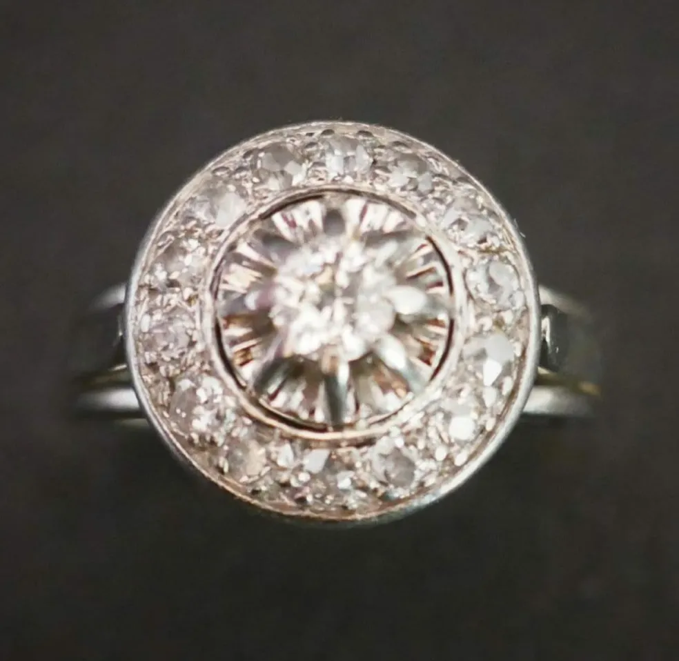 Bague Diamants, Platine et Or Blanc