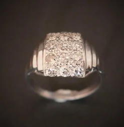 Bague Diamants, Platine Et Or Blanc