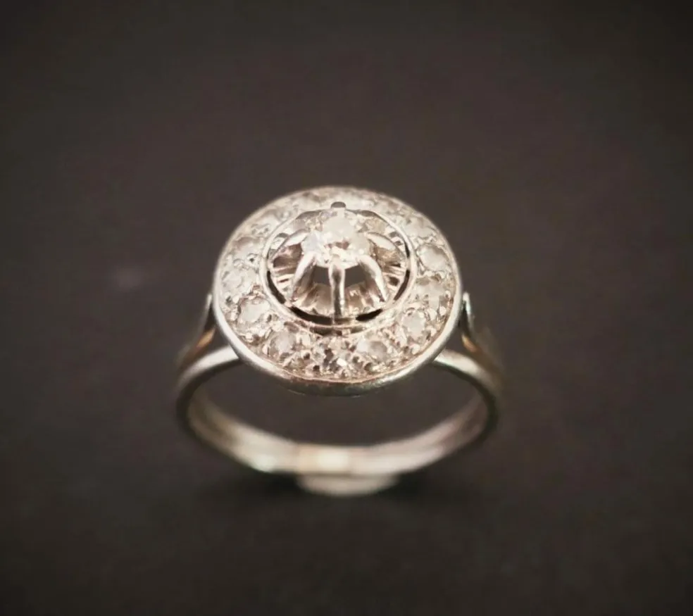 Bague Diamants, Platine et Or Blanc