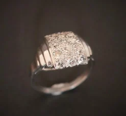 Bague Diamants, Platine Et Or Blanc