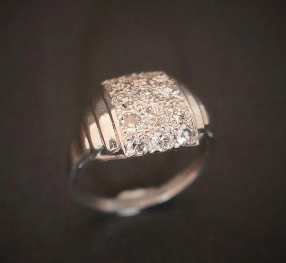 Bague Diamants, Platine Et Or Blanc