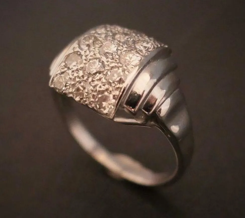 Bague Diamants, Platine Et Or Blanc