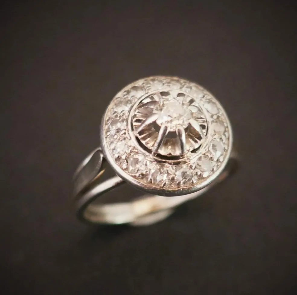 Bague Diamants, Platine et Or Blanc