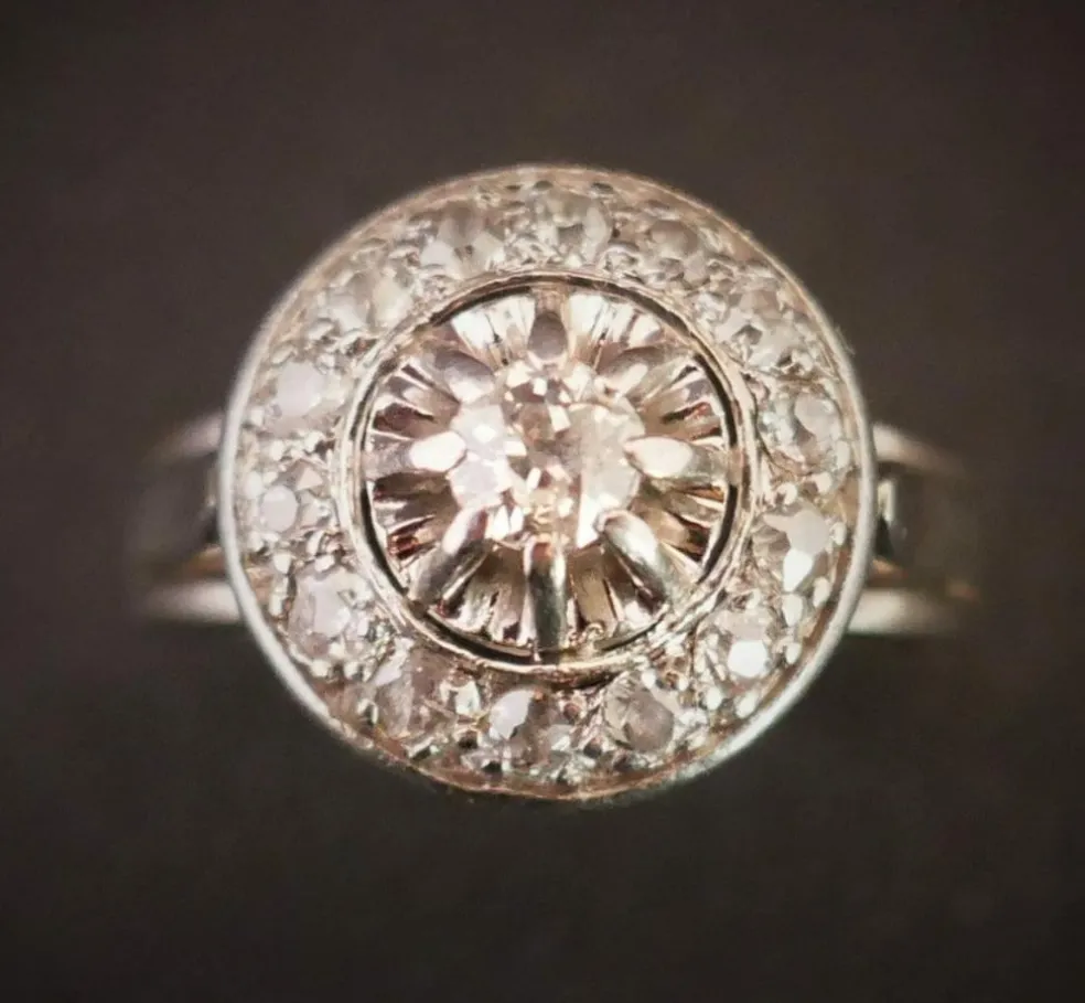 Bague Diamants, Platine et Or Blanc