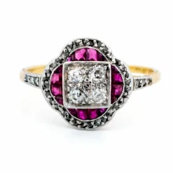 Bague diamants rubis