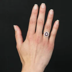 Bague diamants rubis calibrés style Art Déco