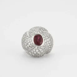 Bague Diamants Rubis ovale