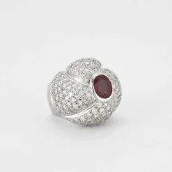Bague Diamants Rubis ovale
