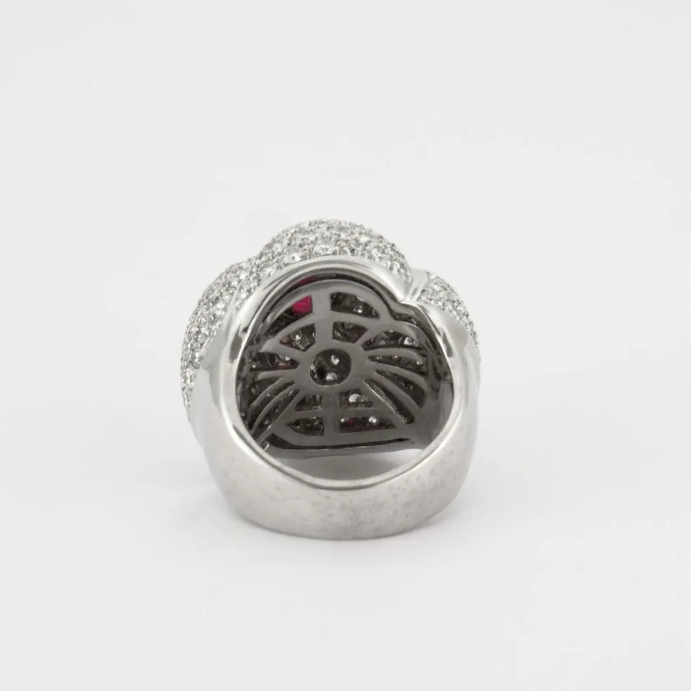 Bague Diamants Rubis ovale