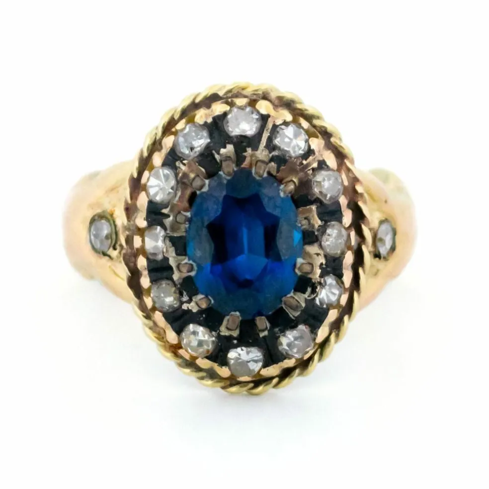 Bague diamants, saphir