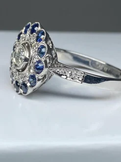 Bague diamants, saphir