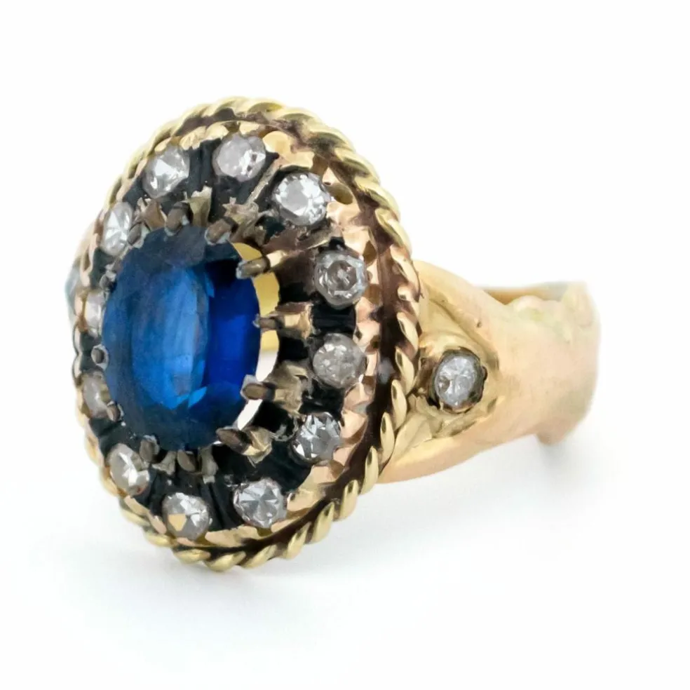 Bague diamants, saphir