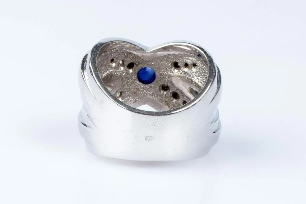 Bague diamants saphir or blanc