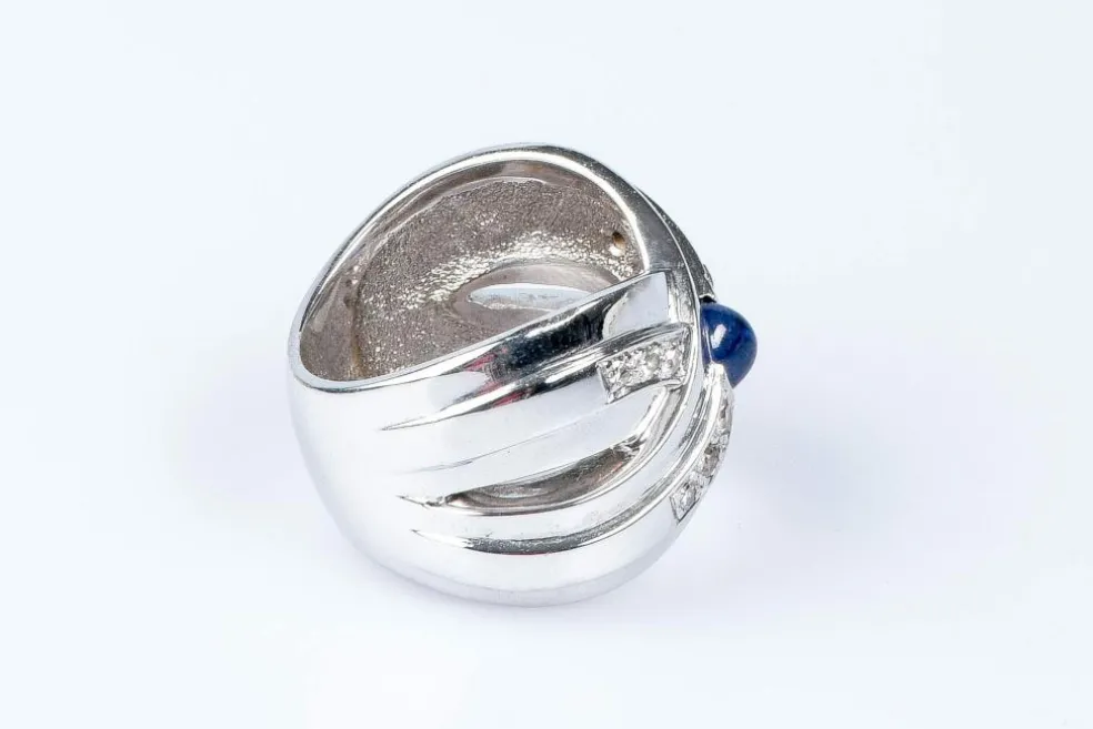 Bague diamants saphir or blanc