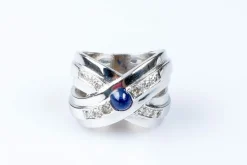 Bague diamants saphir or blanc