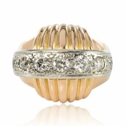 Bague diamants vintage à godrons