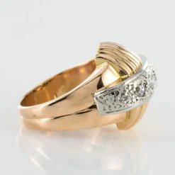 Bague diamants vintage à godrons