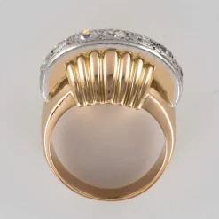 Bague diamants vintage à godrons
