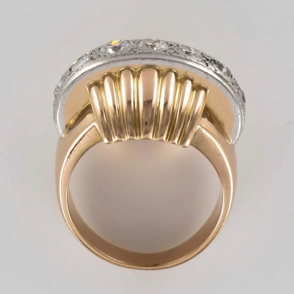 Bague diamants vintage à godrons