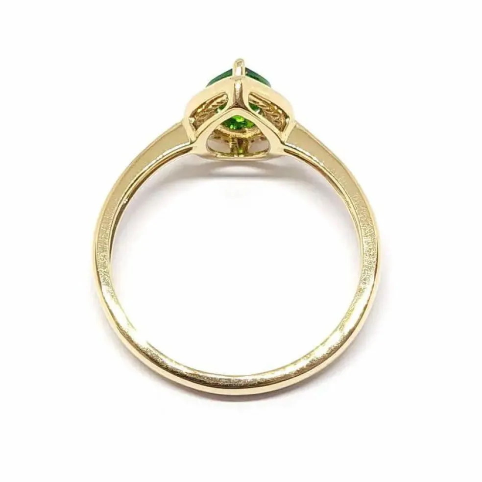 Bague diopside poire diamants or jaune