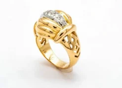 Bague Dôme 5 Diamants Style Art Déco
