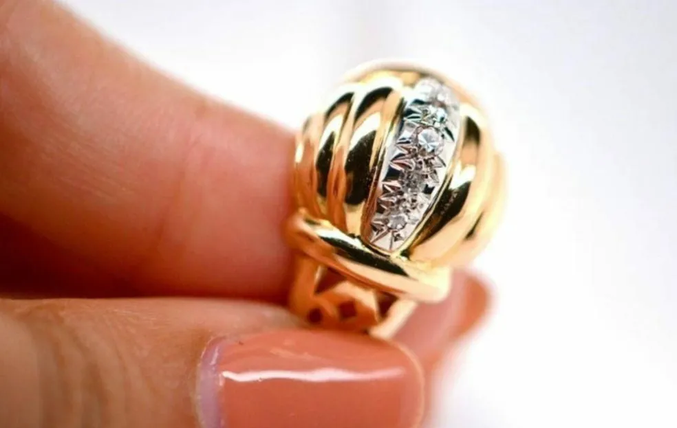 Bague Dôme 5 Diamants Style Art Déco