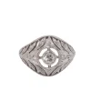 Bague dôme en or blanc et platine