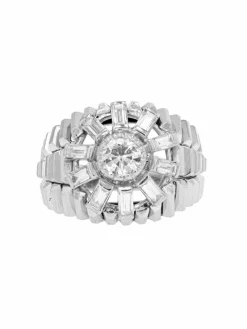 Bague dôme diamants baguettes