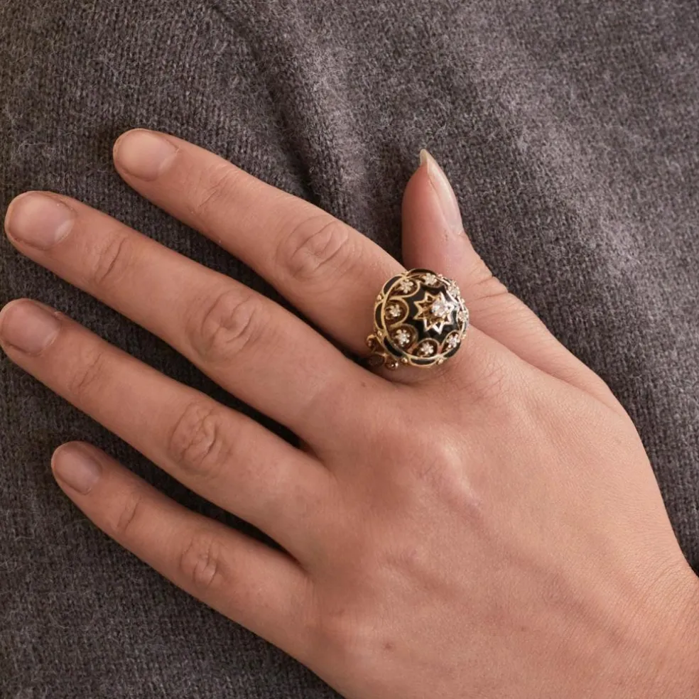 Bague Dôme Diamants Email
