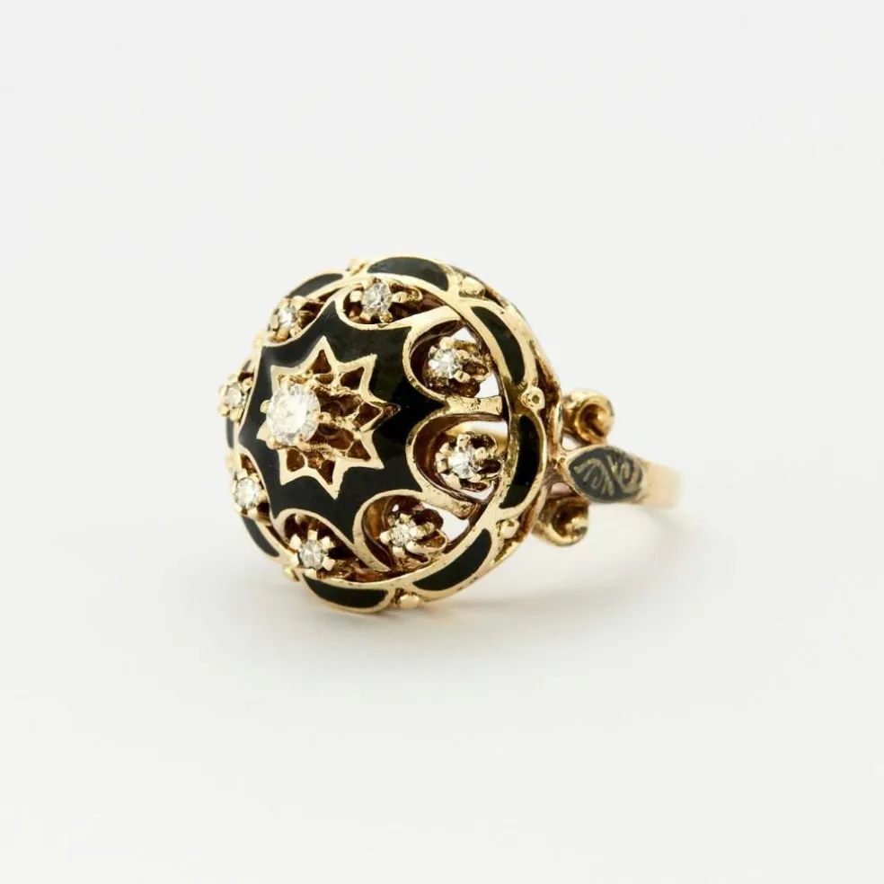 Bague Dôme Diamants Email