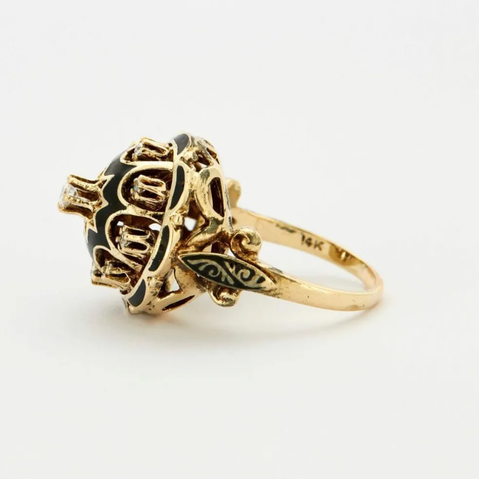 Bague Dôme Diamants Email