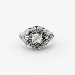 Bague Dôme Diamants Or Blanc
