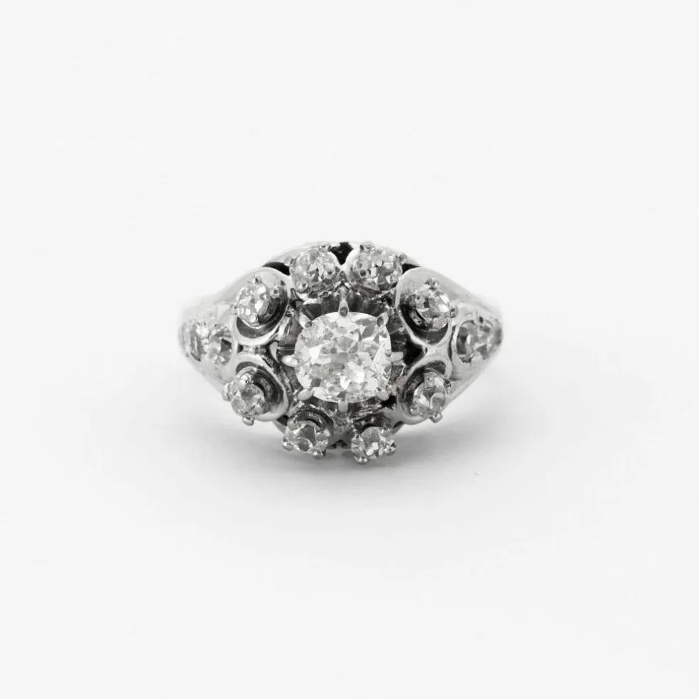 Bague Dôme Diamants Or Blanc