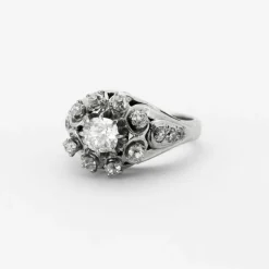 Bague Dôme Diamants Or Blanc