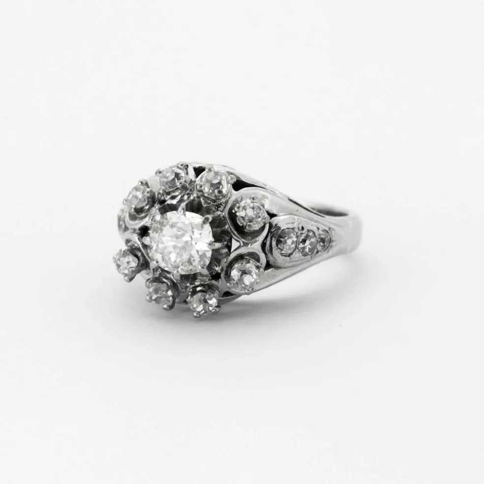 Bague Dôme Diamants Or Blanc