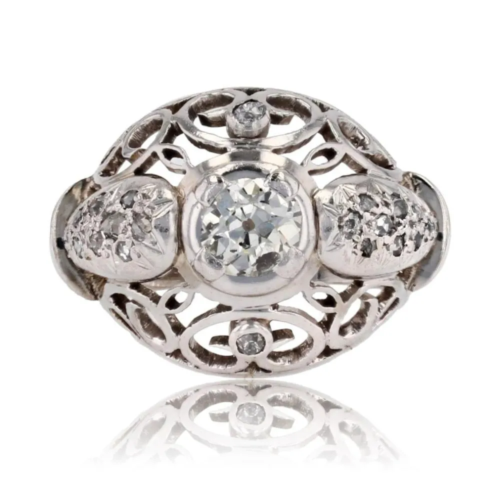 Bague dôme diamants vintage