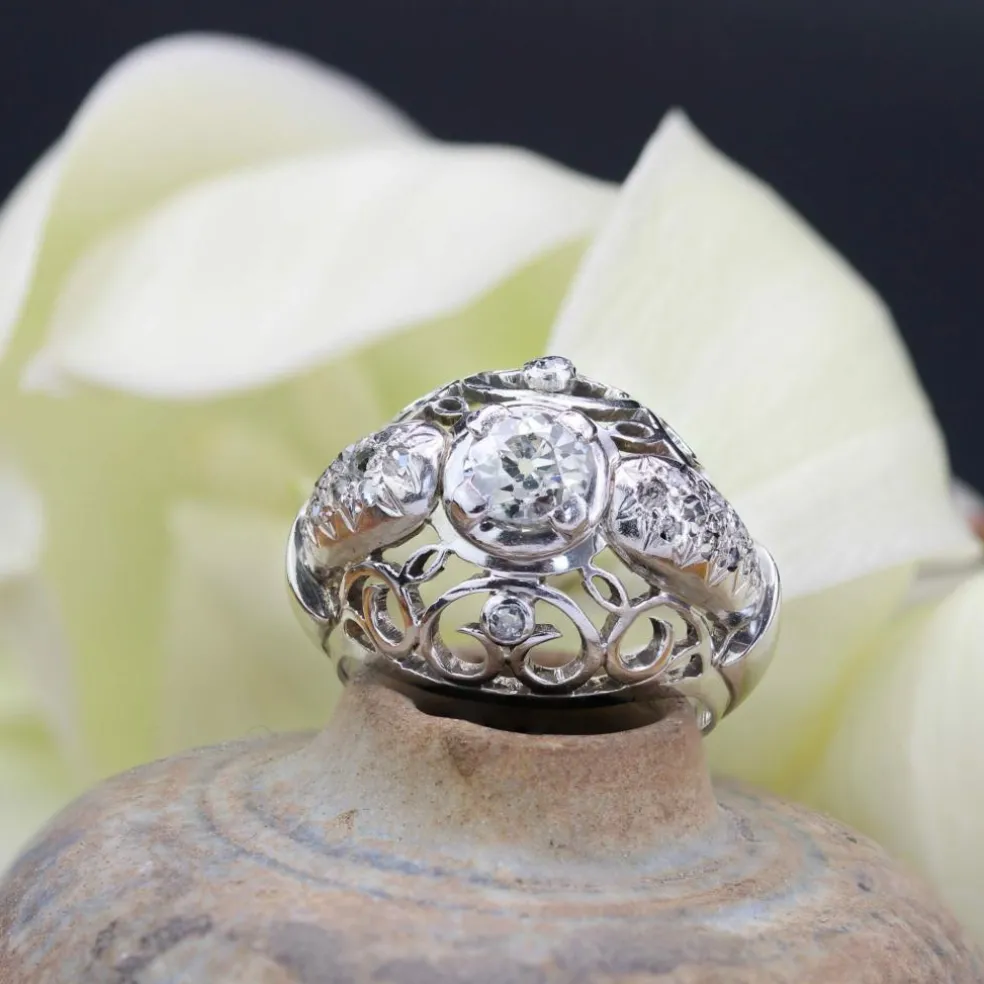Bague dôme diamants vintage