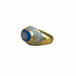 Bague Dôme en or jaune, saphir et diamants