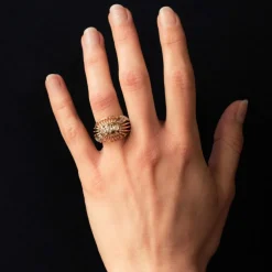 Bague dôme fils d'or et diamants