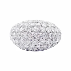Bague dôme, or blanc, diamants.